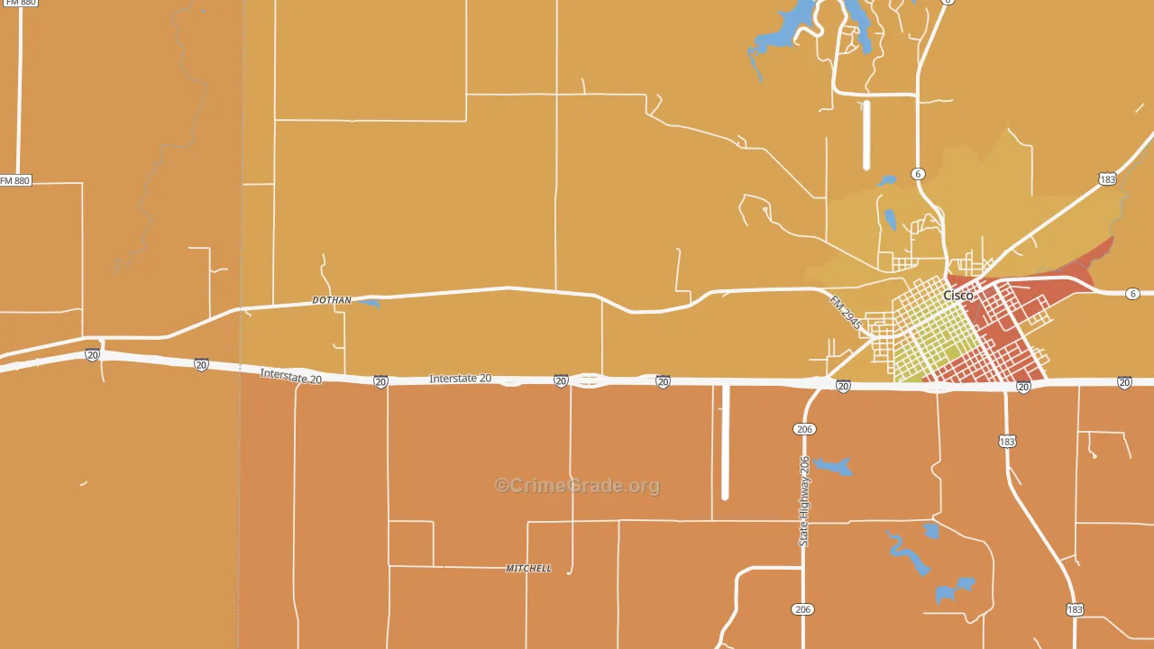 Pleasant Hill, TX Map of Burglary Rates