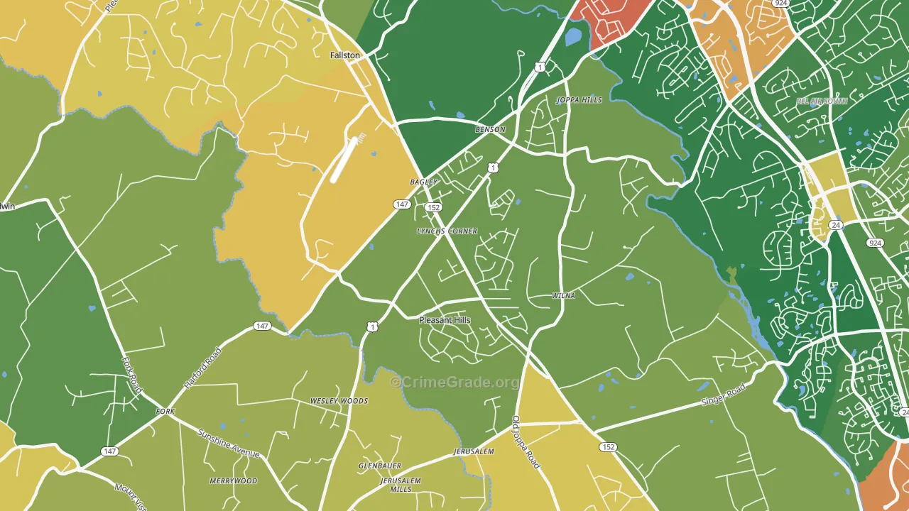 Pleasant Hills, MD Map of Burglary Rates
