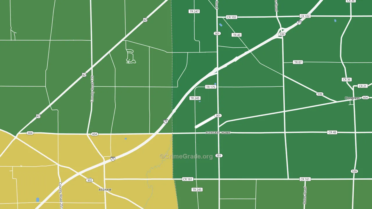 Pleasant Home, OH Map of Burglary Rates