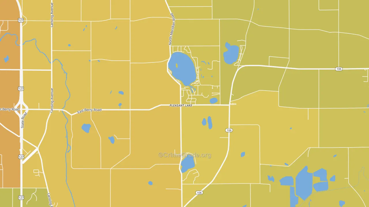 Pleasant Lake, MI Map of Burglary Rates