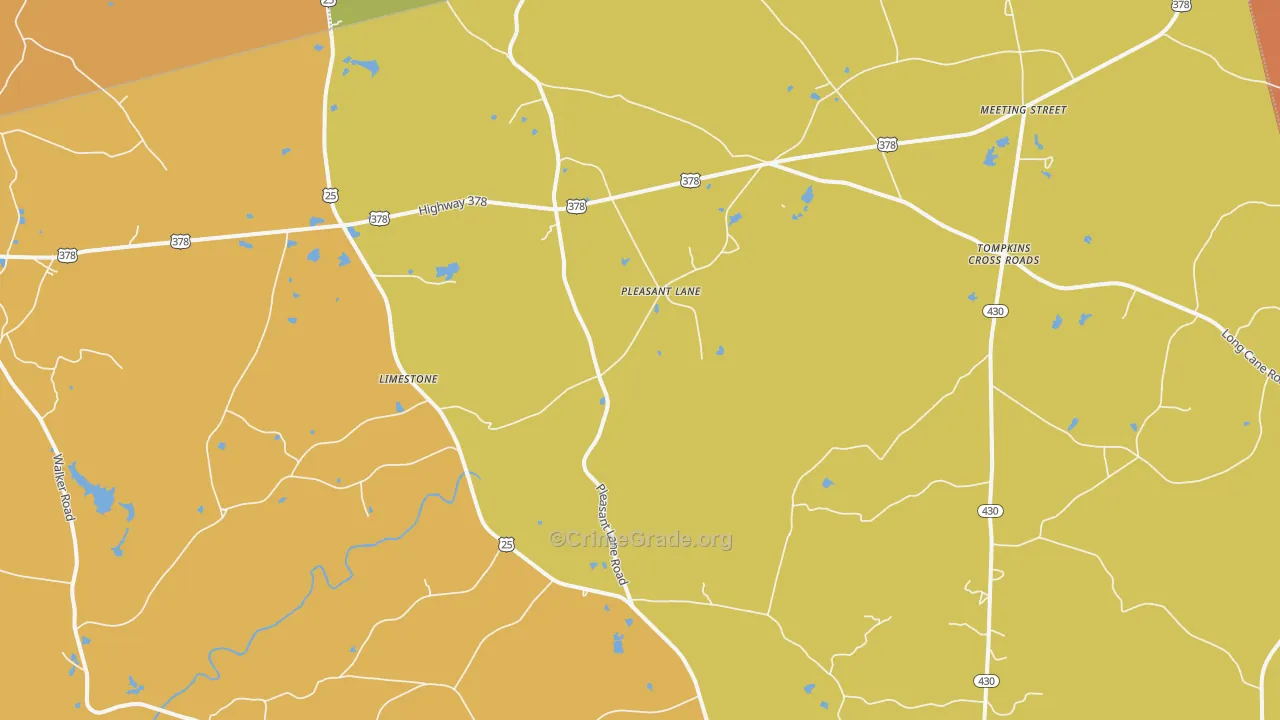 Pleasant Lane, SC Map of Burglary Rates