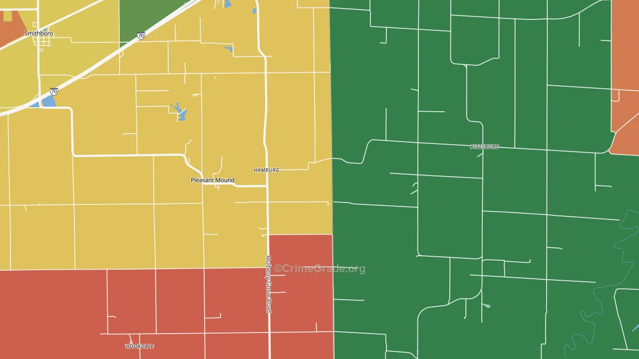 Pleasant Mound, IL Map of Burglary Rates