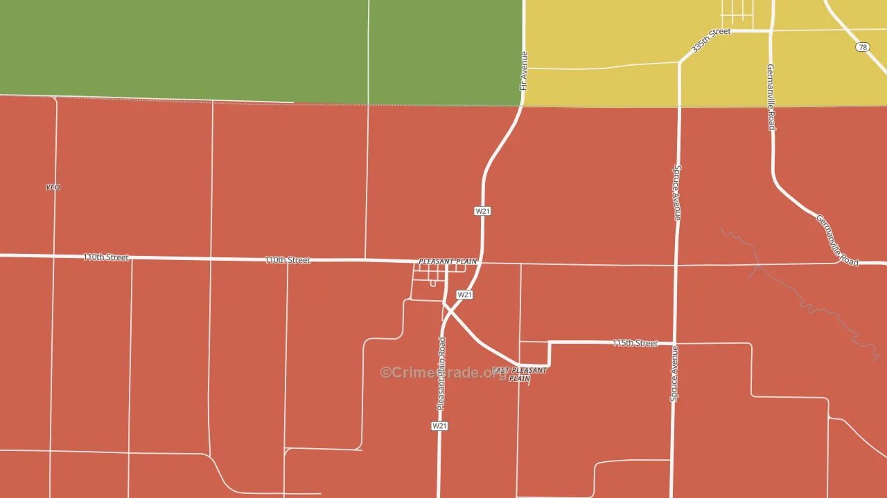 Pleasant Plain, IA Map of Burglary Rates