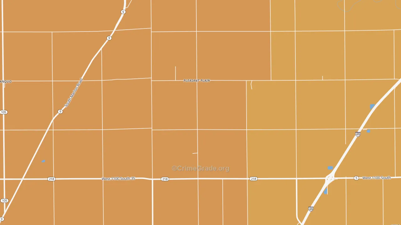 Pleasant Plain, IN Map of Burglary Rates