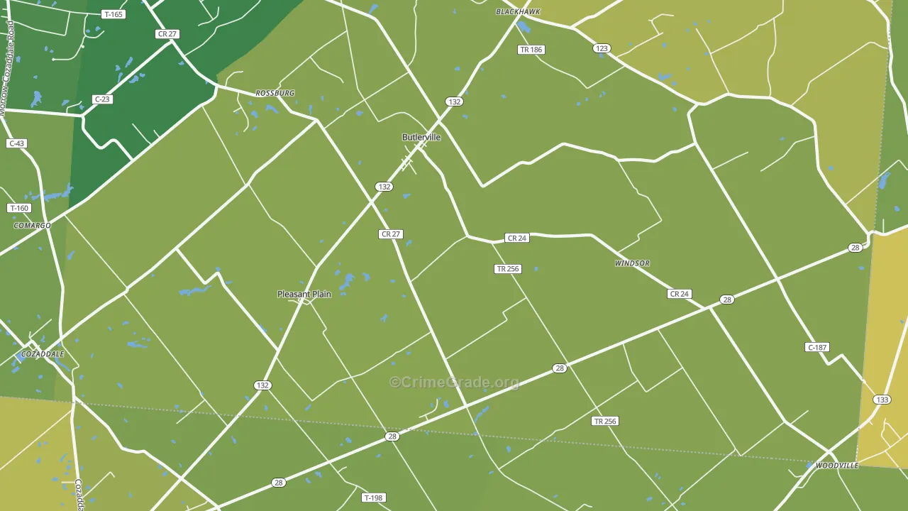 Pleasant Plain, OH Map of Burglary Rates