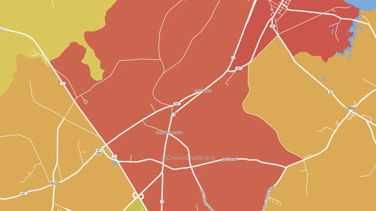 Pleasant Plains, NC Map of Burglary Rates