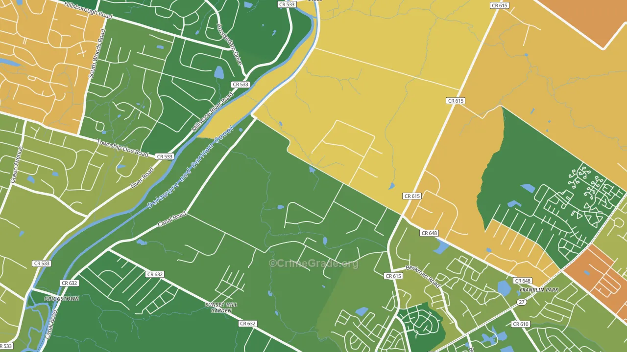 Pleasant Plains, NJ Map of Burglary Rates