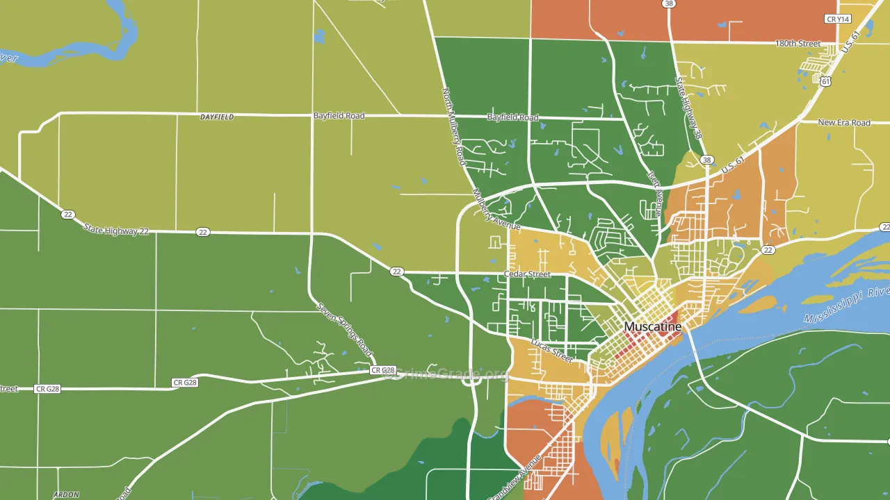 Pleasant Prairie, IA Map of Burglary Rates