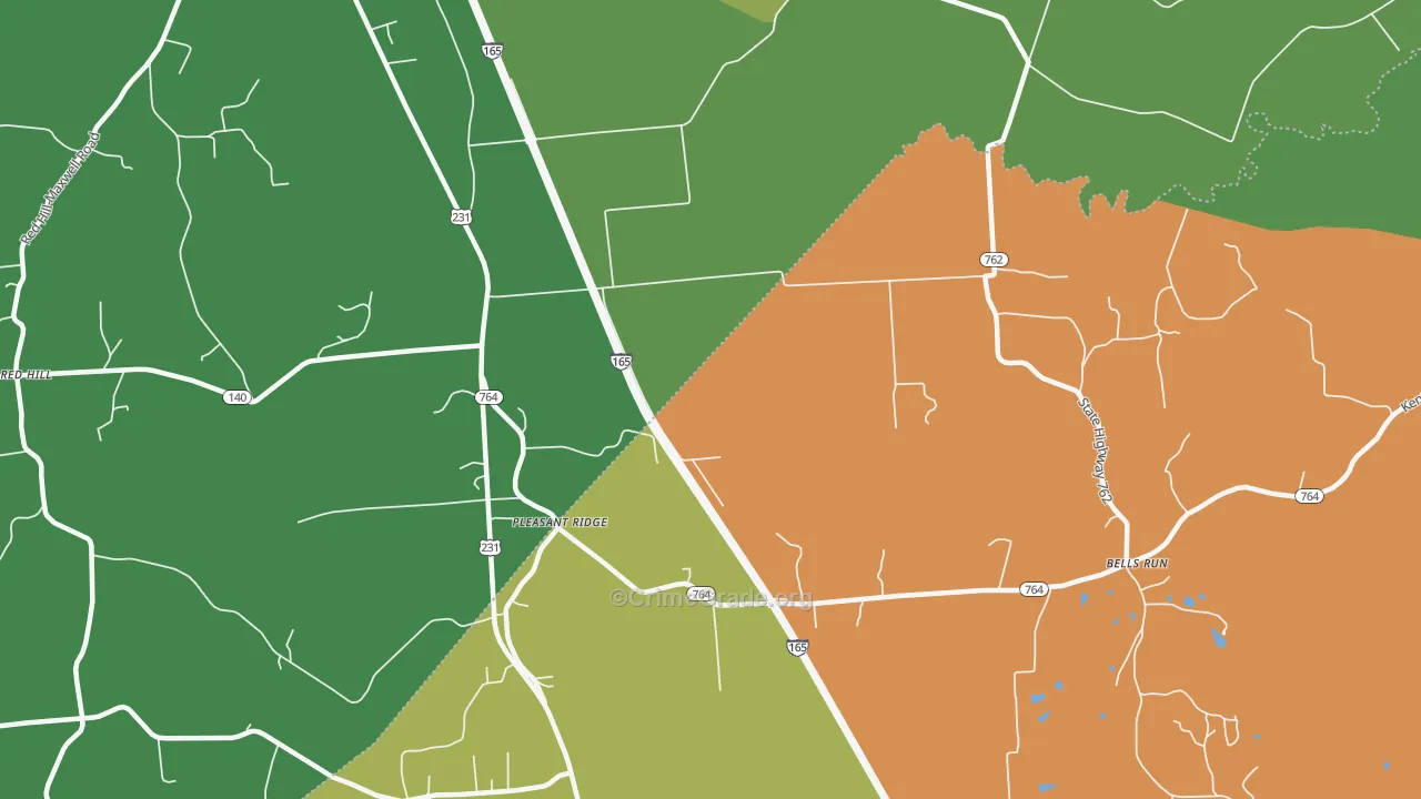 Pleasant Ridge, KY Map of Burglary Rates