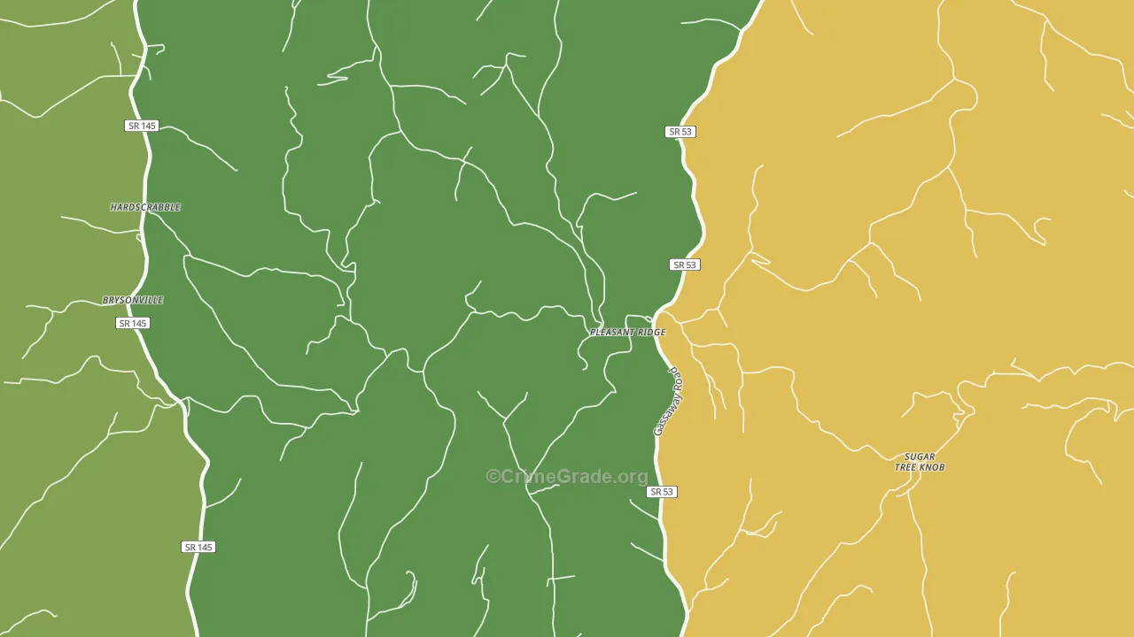 Pleasant Ridge, TN Map of Burglary Rates