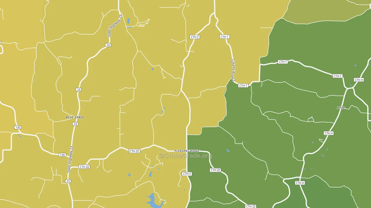 Pleasant Ridge, WI Map of Burglary Rates