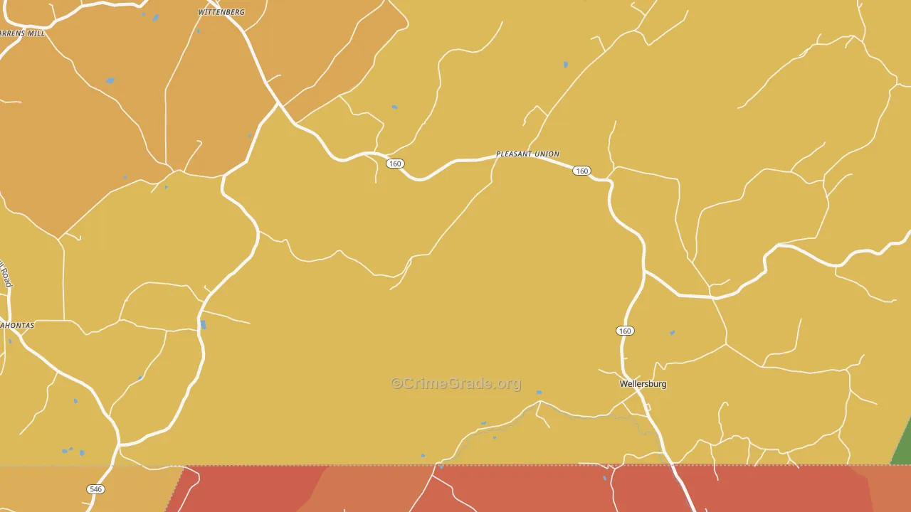 Pleasant Union, PA Map of Burglary Rates