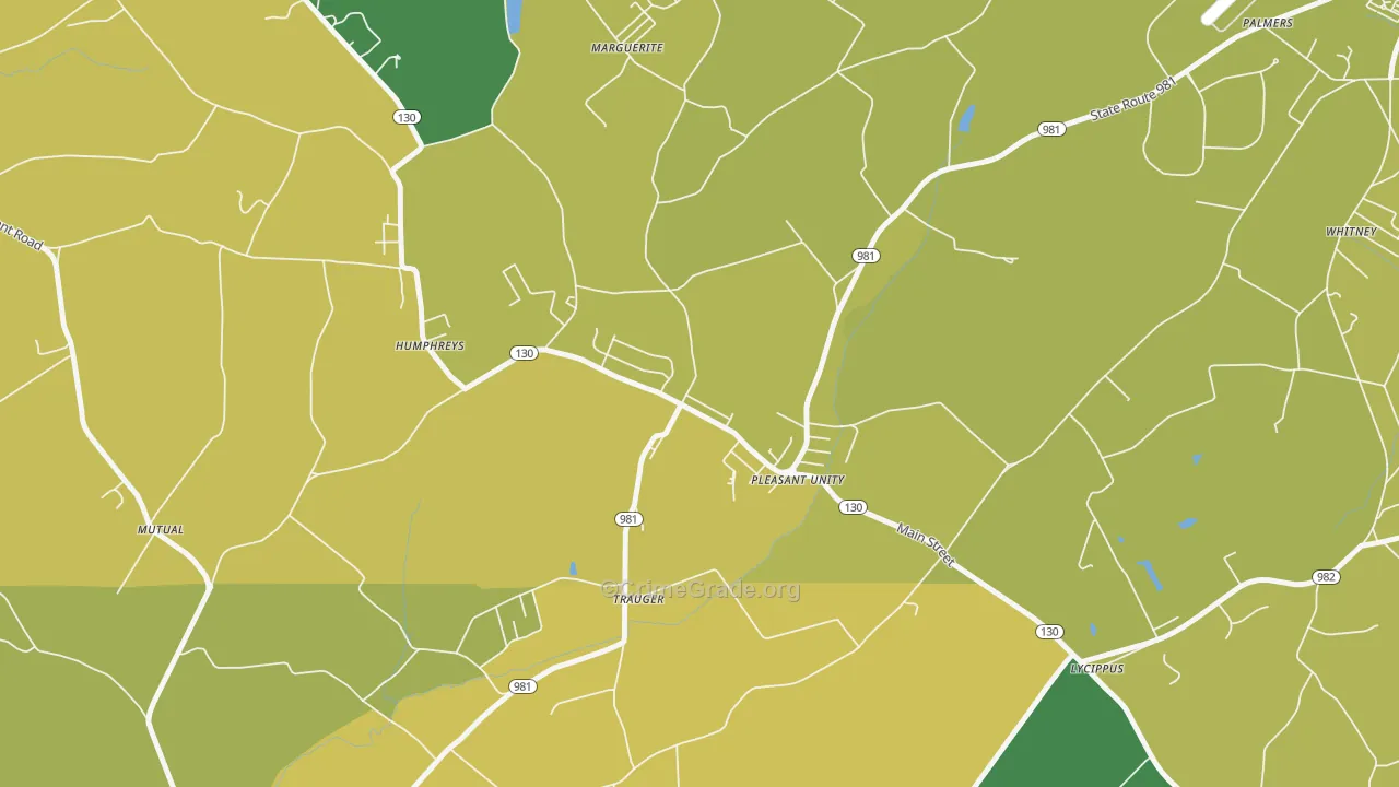 Pleasant Unity, PA Map of Burglary Rates
