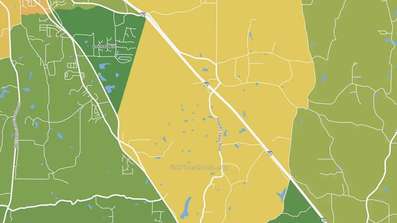 Pleasant Valley, GA Map of Burglary Rates