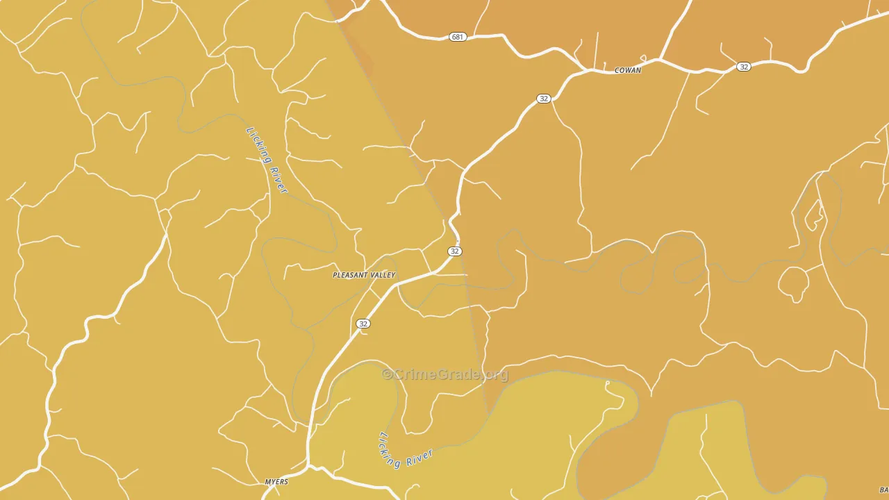 Pleasant Valley, KY Map of Burglary Rates