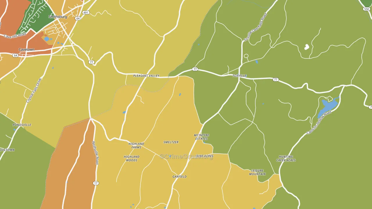 Pleasant Valley, MD Map of Burglary Rates