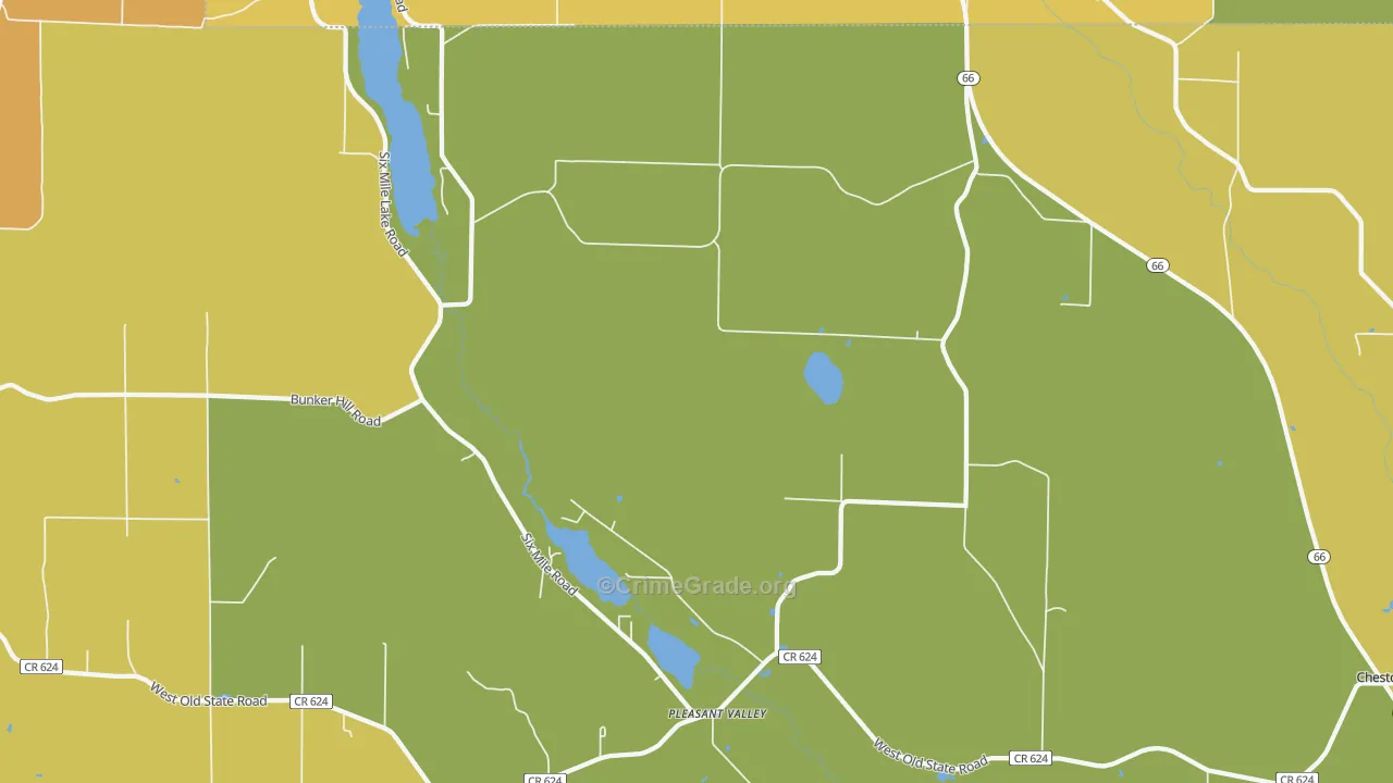 Pleasant Valley, MI Map of Burglary Rates