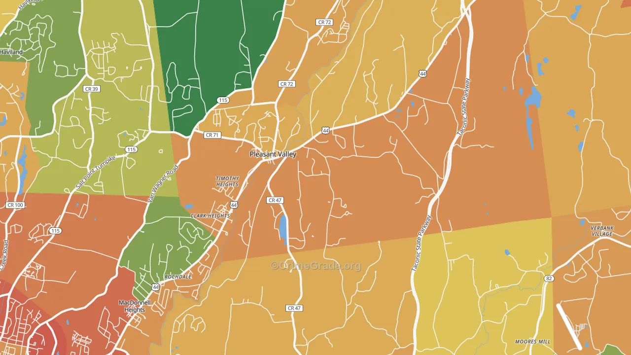 Pleasant Valley, NY Map of Burglary Rates