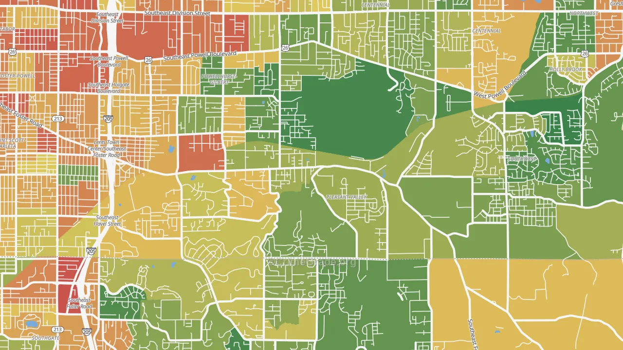 Pleasant Valley, Portland, OR Map of Burglary Rates