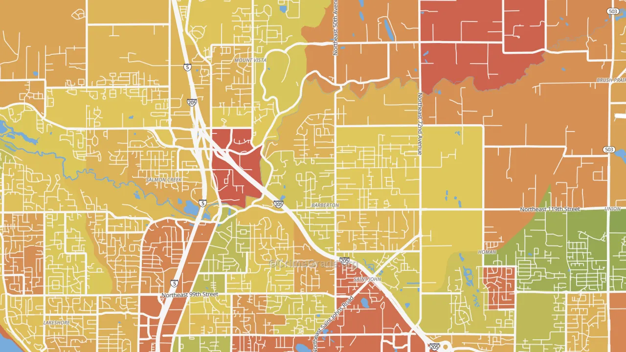 Pleasant Valley, Vancouver, WA Map of Burglary Rates