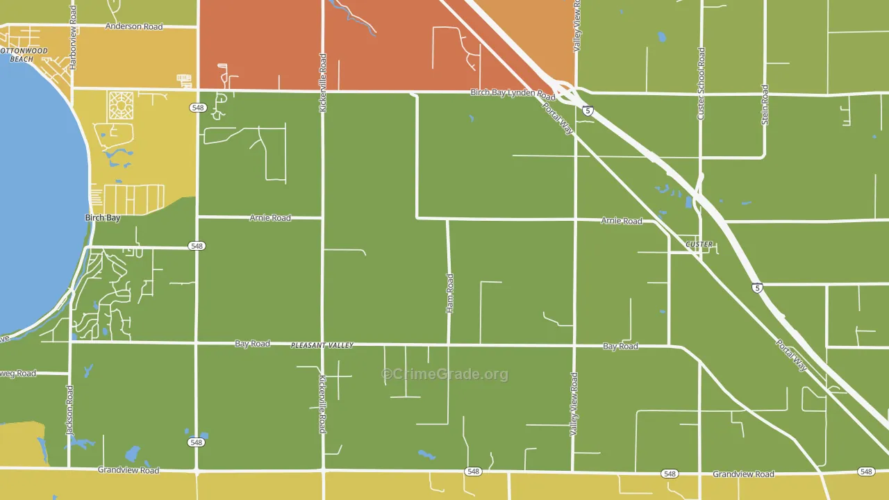 Pleasant Valley, WA Map of Burglary Rates
