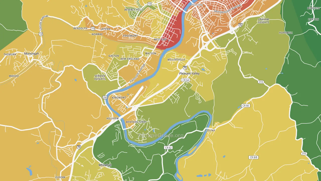 Pleasant Valley, WV Map of Burglary Rates