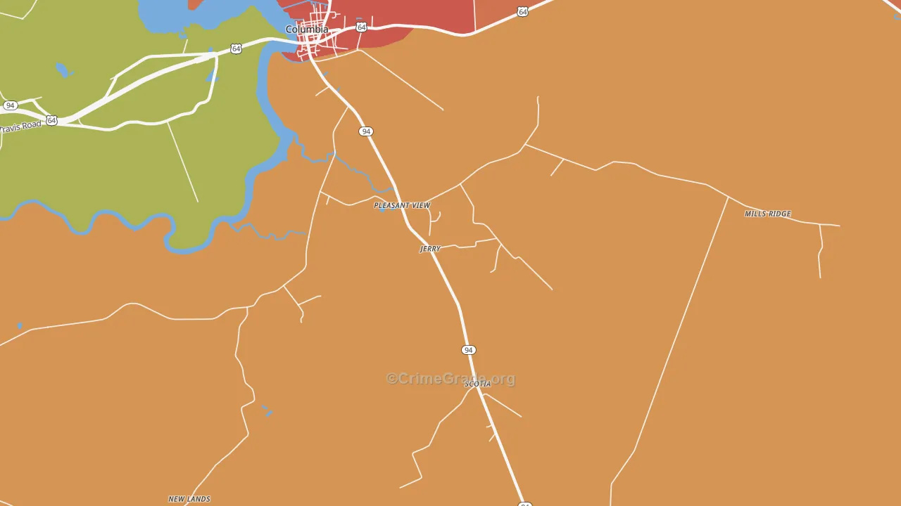 Pleasant View, NC Map of Burglary Rates
