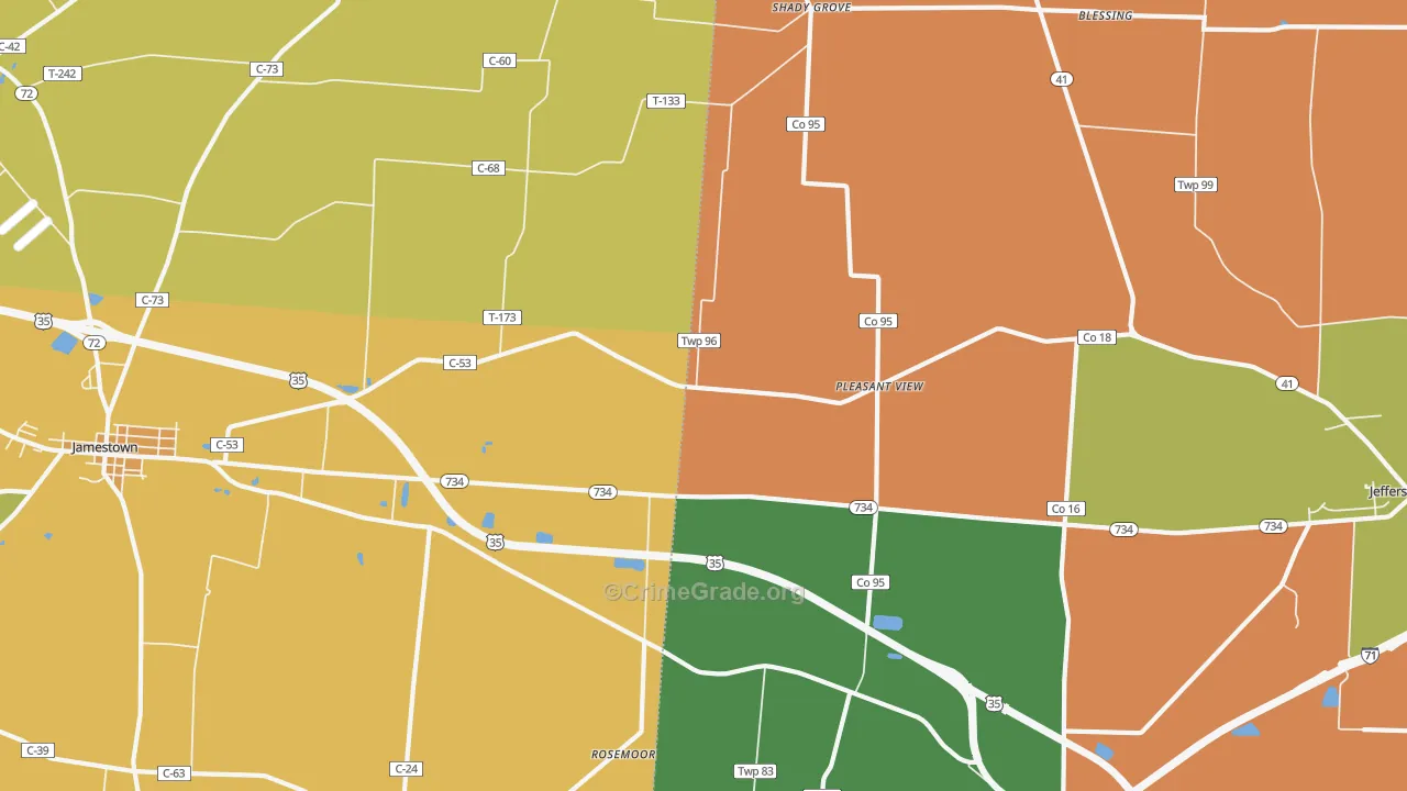 Pleasant View, OH Map of Burglary Rates