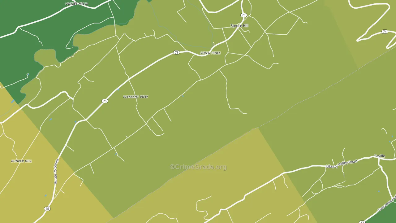 Pleasant View, PA Map of Burglary Rates