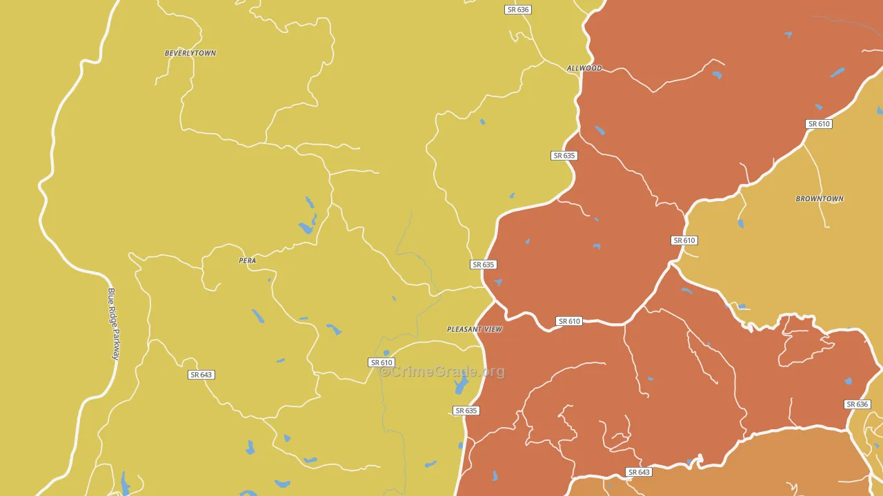 Pleasant View, VA Map of Burglary Rates
