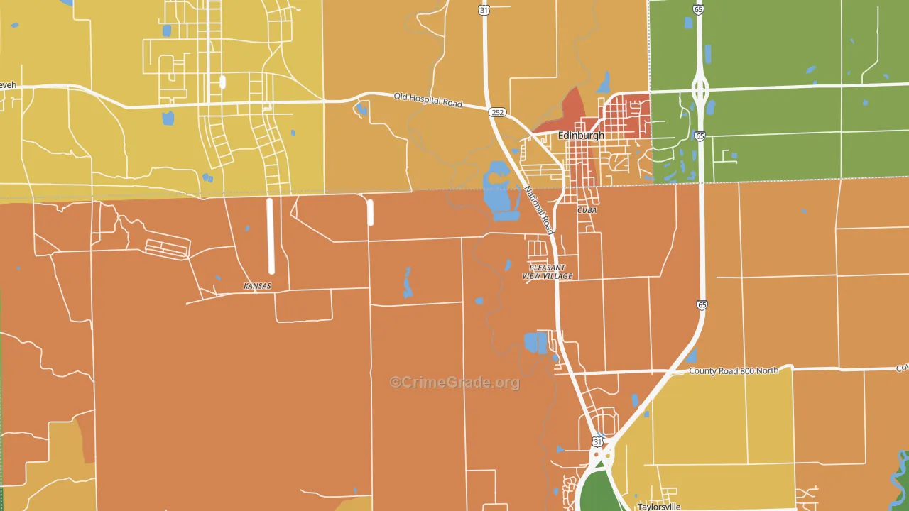 Pleasant View Village, IN Map of Burglary Rates