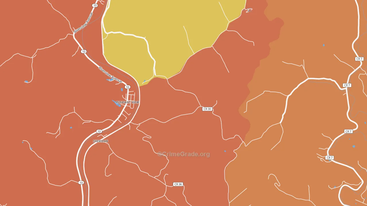Pleasant View, WV Map of Burglary Rates