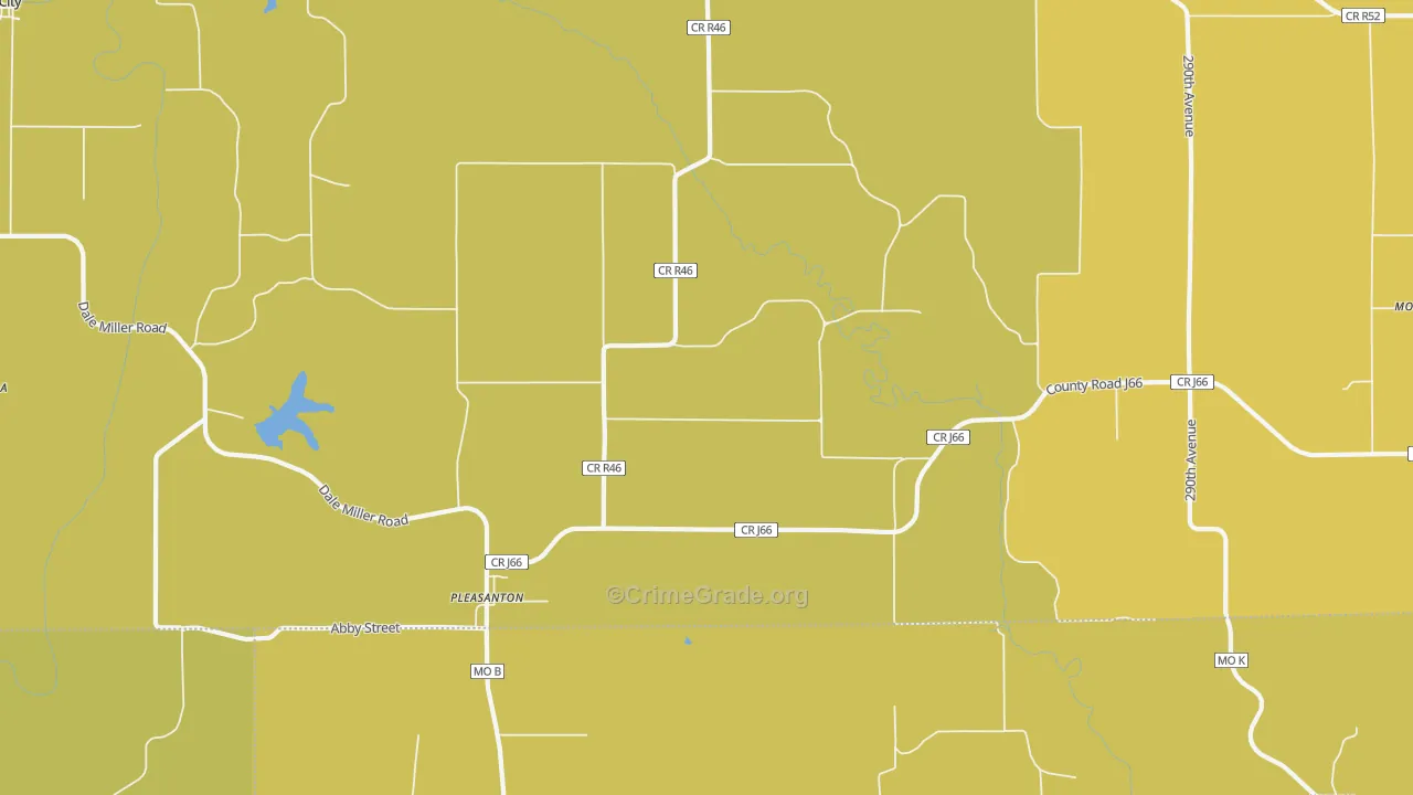 Pleasanton, IA Map of Burglary Rates
