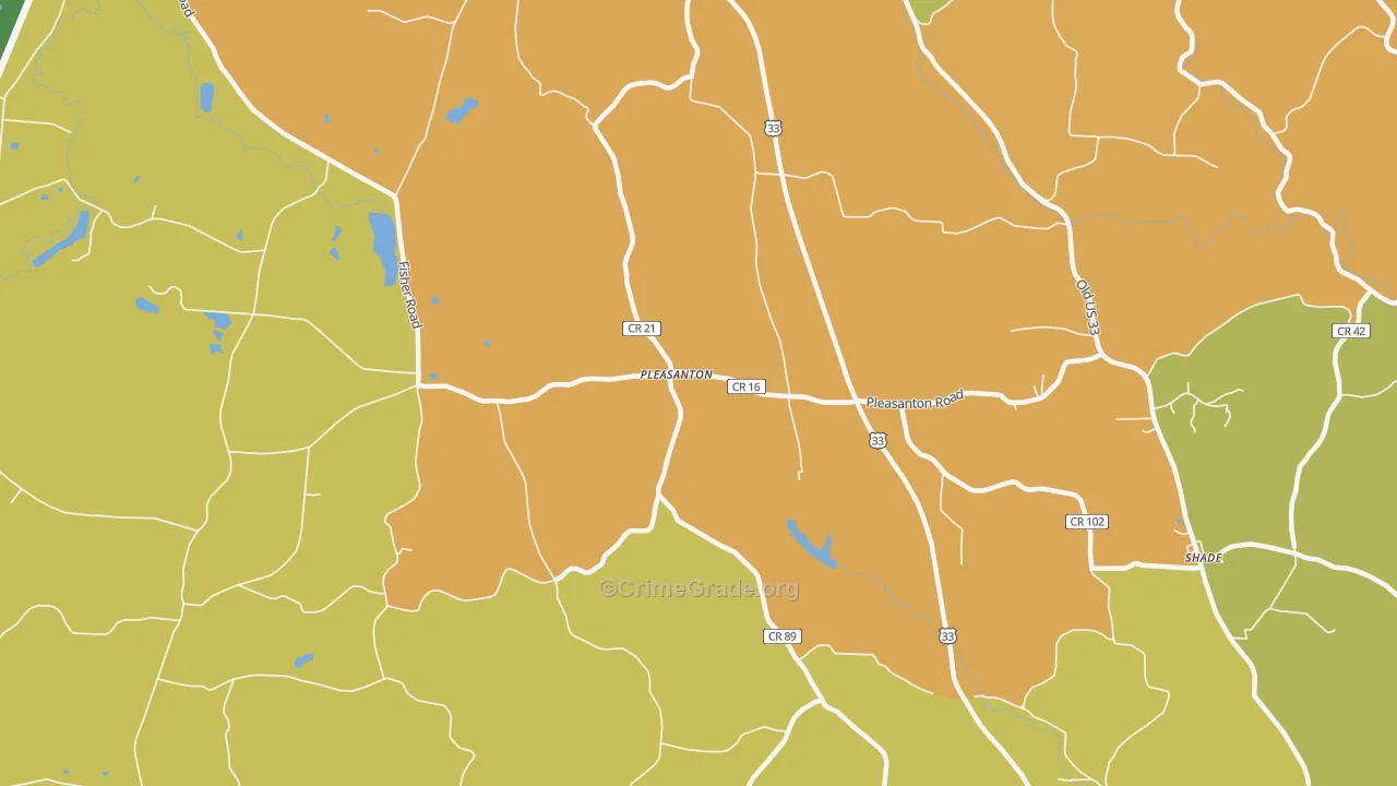 Pleasanton, OH Map of Burglary Rates