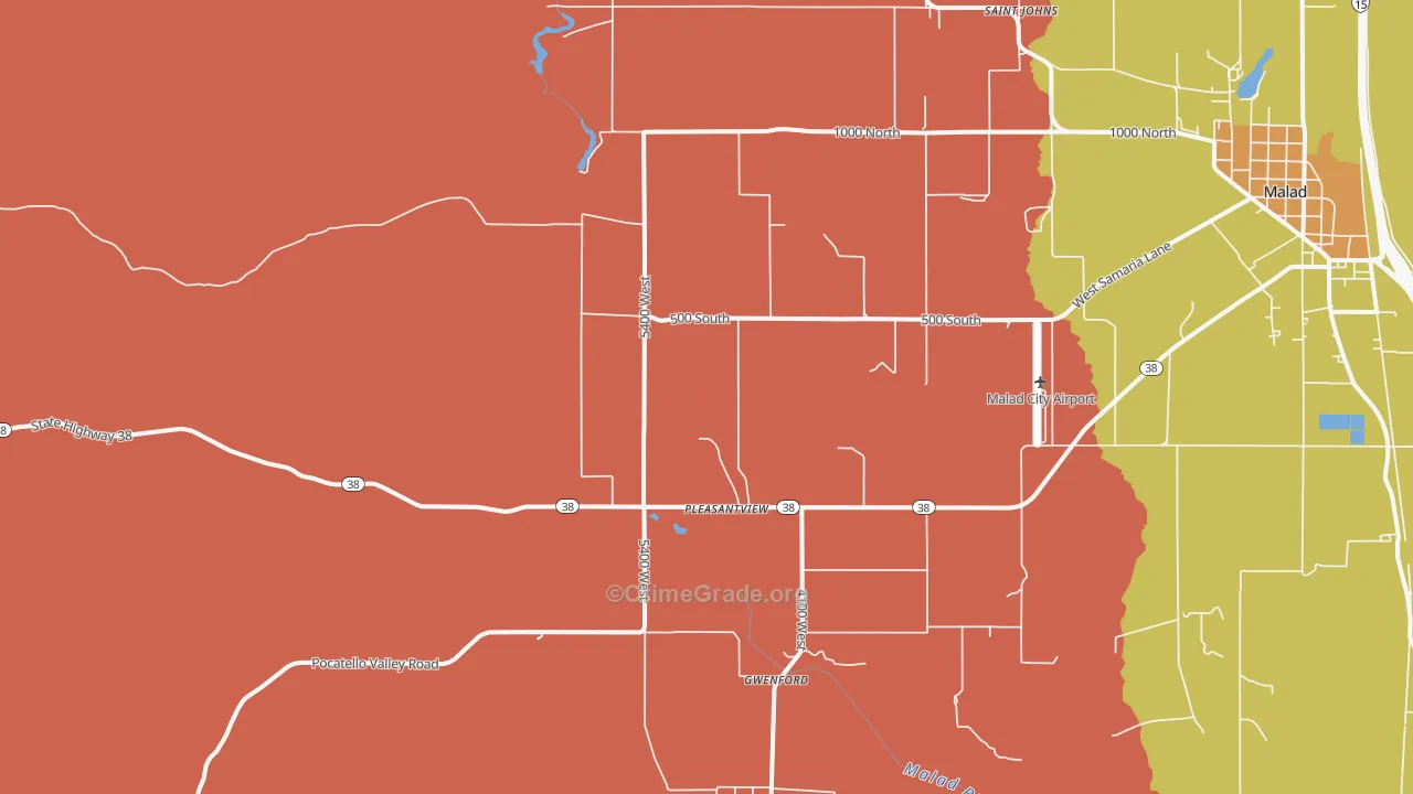 Pleasantview, ID Map of Burglary Rates