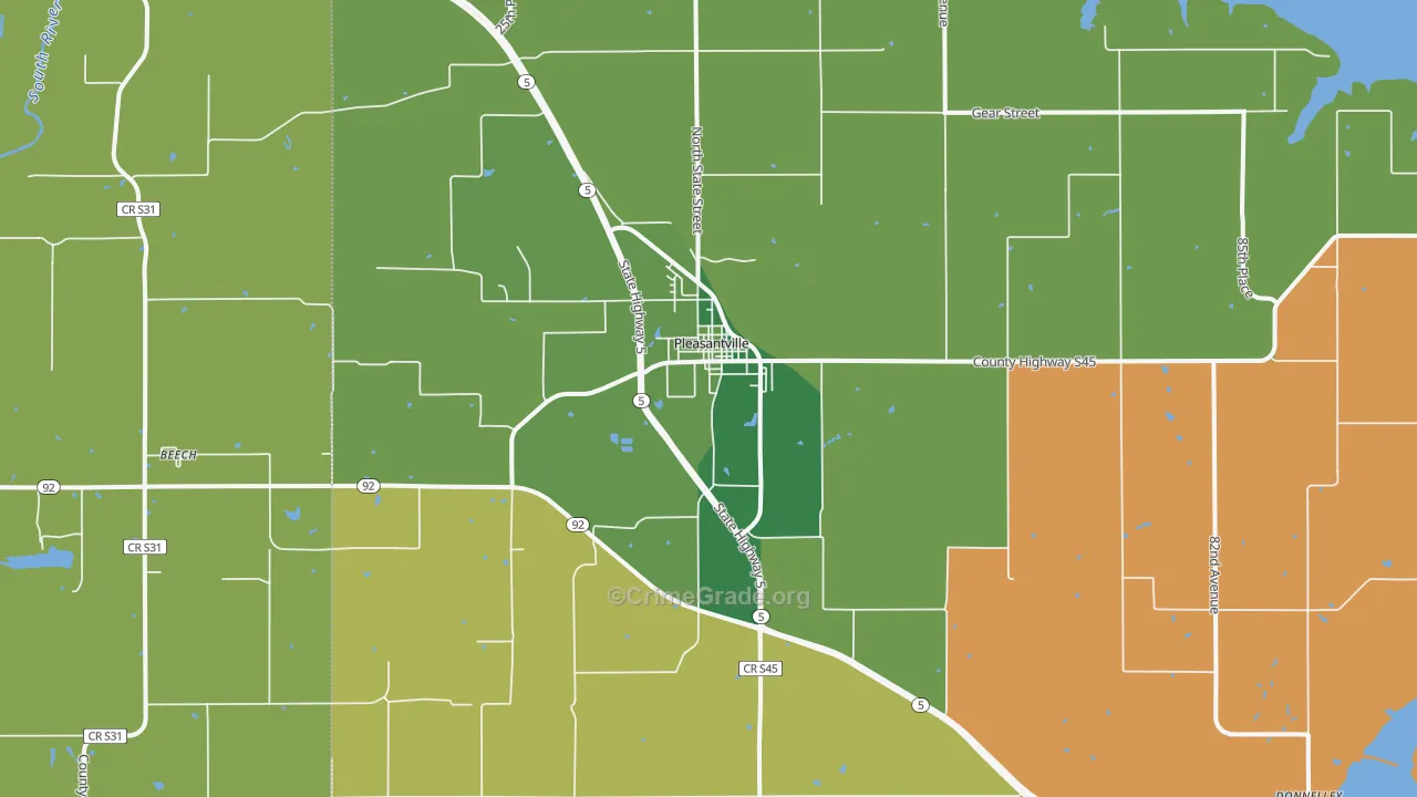 Pleasantville, IA Map of Burglary Rates