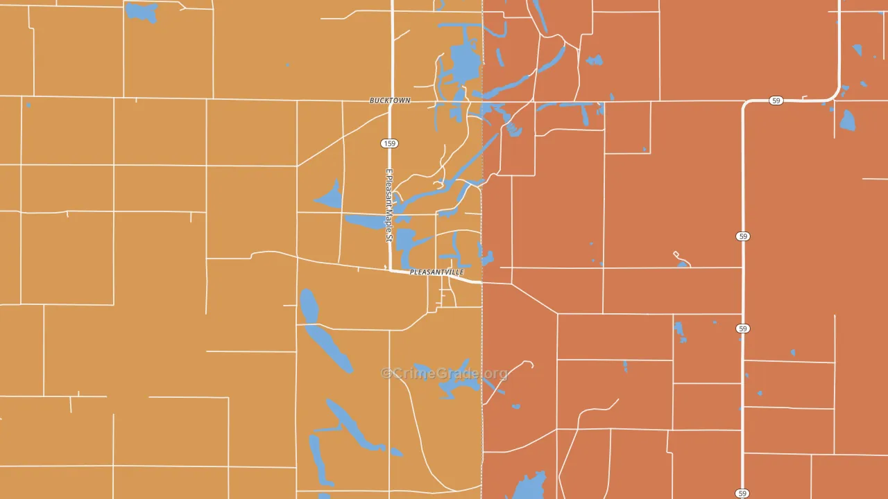 Pleasantville, IN Map of Burglary Rates
