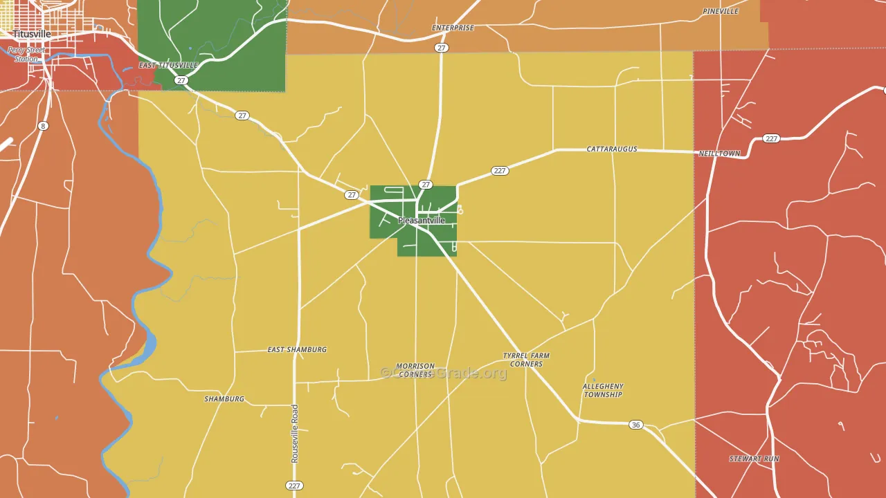 Pleasantville, PA Map of Burglary Rates