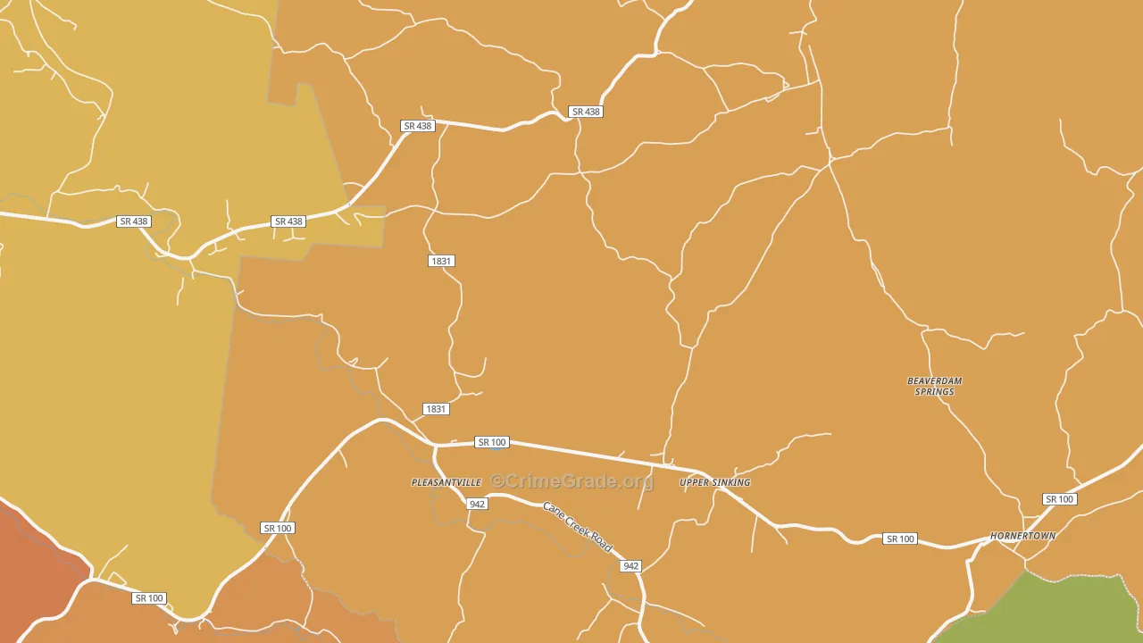 Pleasantville, TN Map of Burglary Rates
