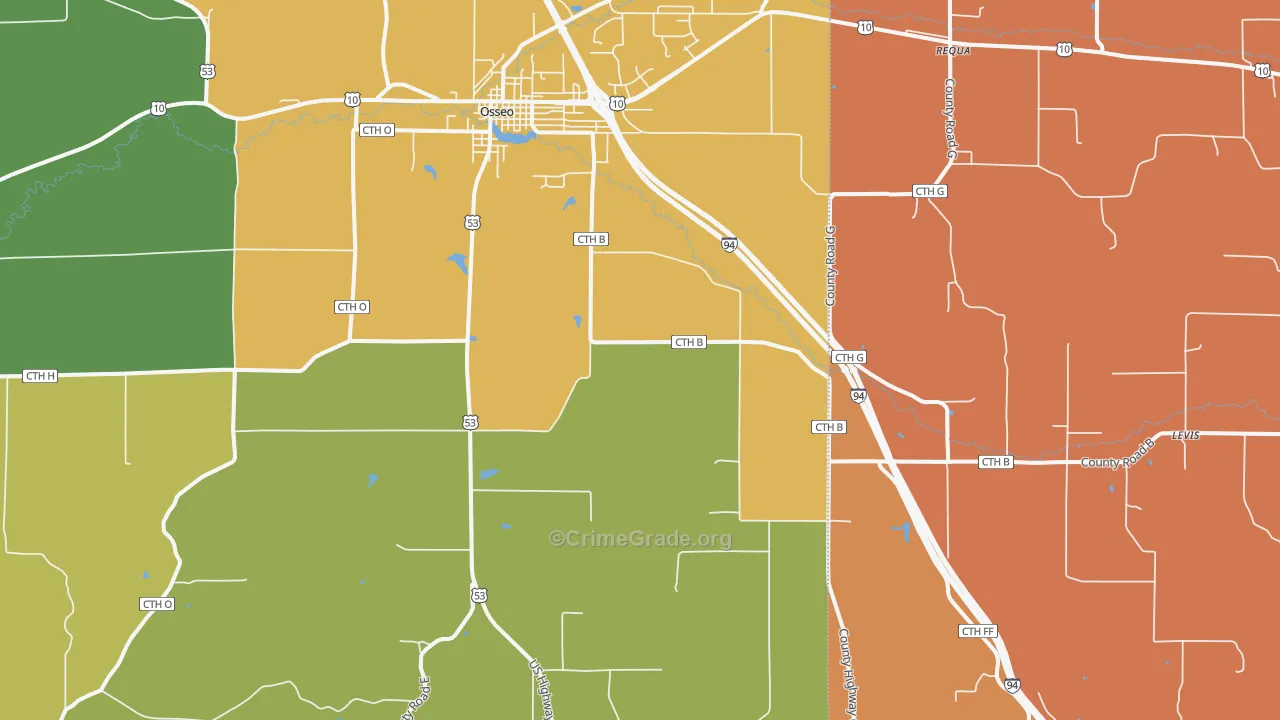 Pleasantville, WI Map of Burglary Rates