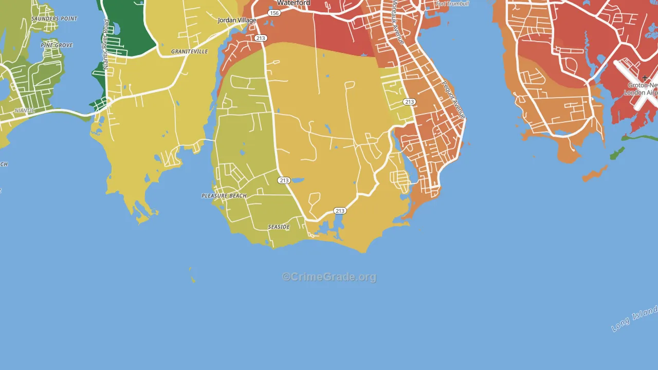 Pleasure Beach, CT Map of Burglary Rates