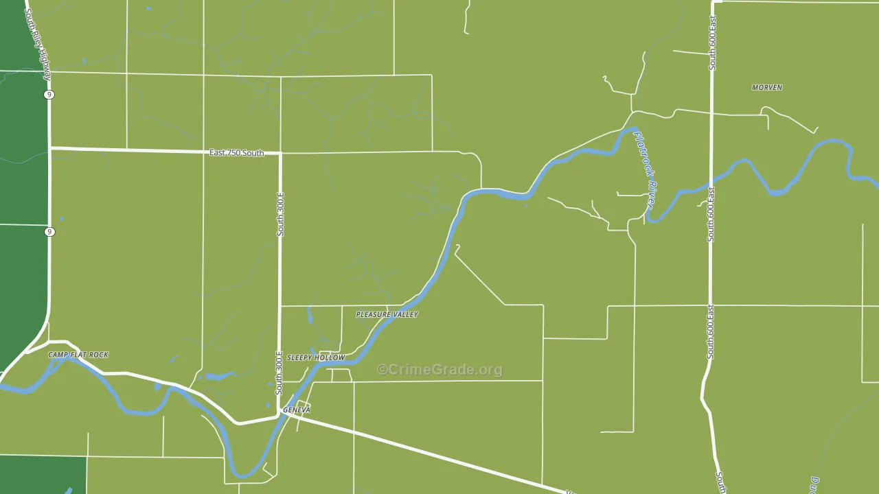 Pleasure Valley, IN Map of Burglary Rates