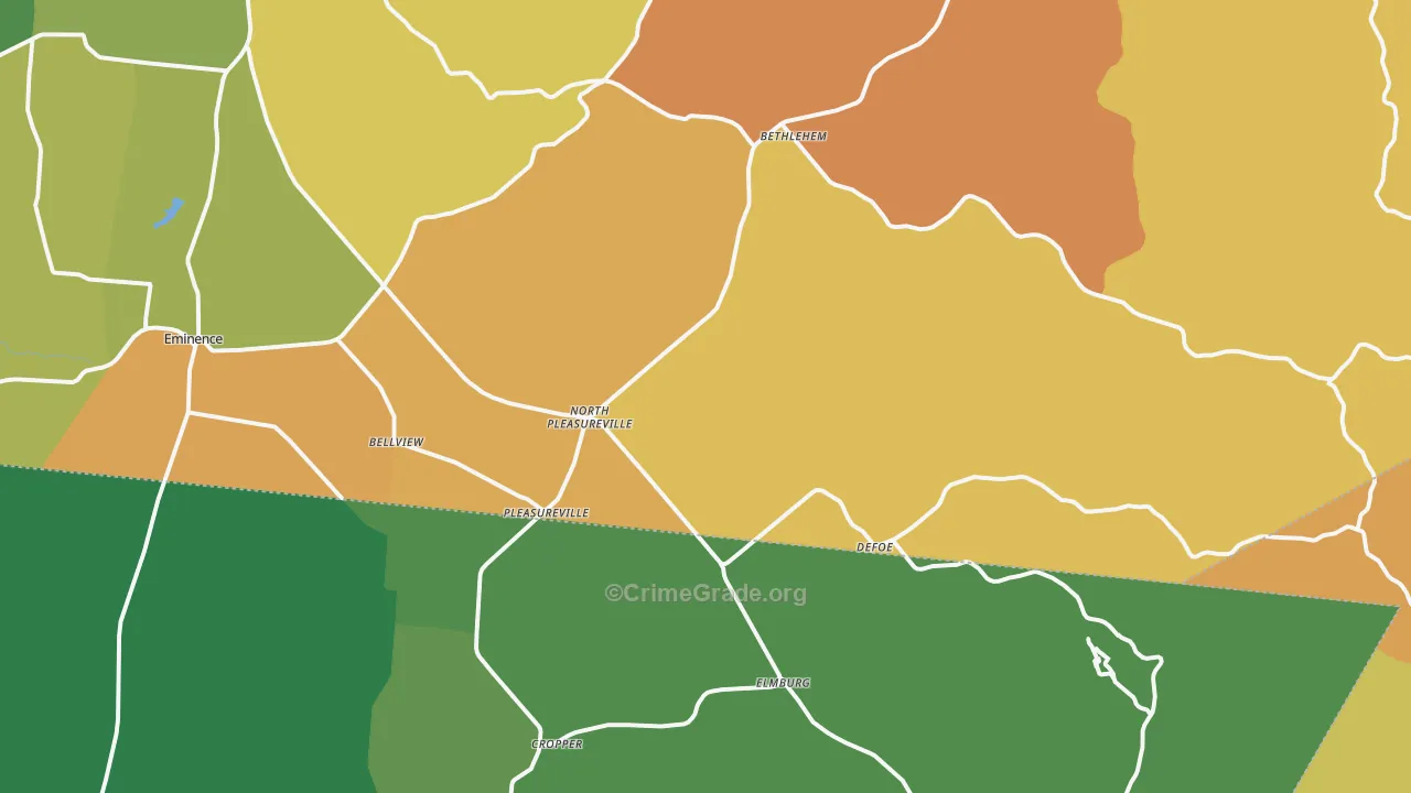 Pleasureville, KY Map of Burglary Rates