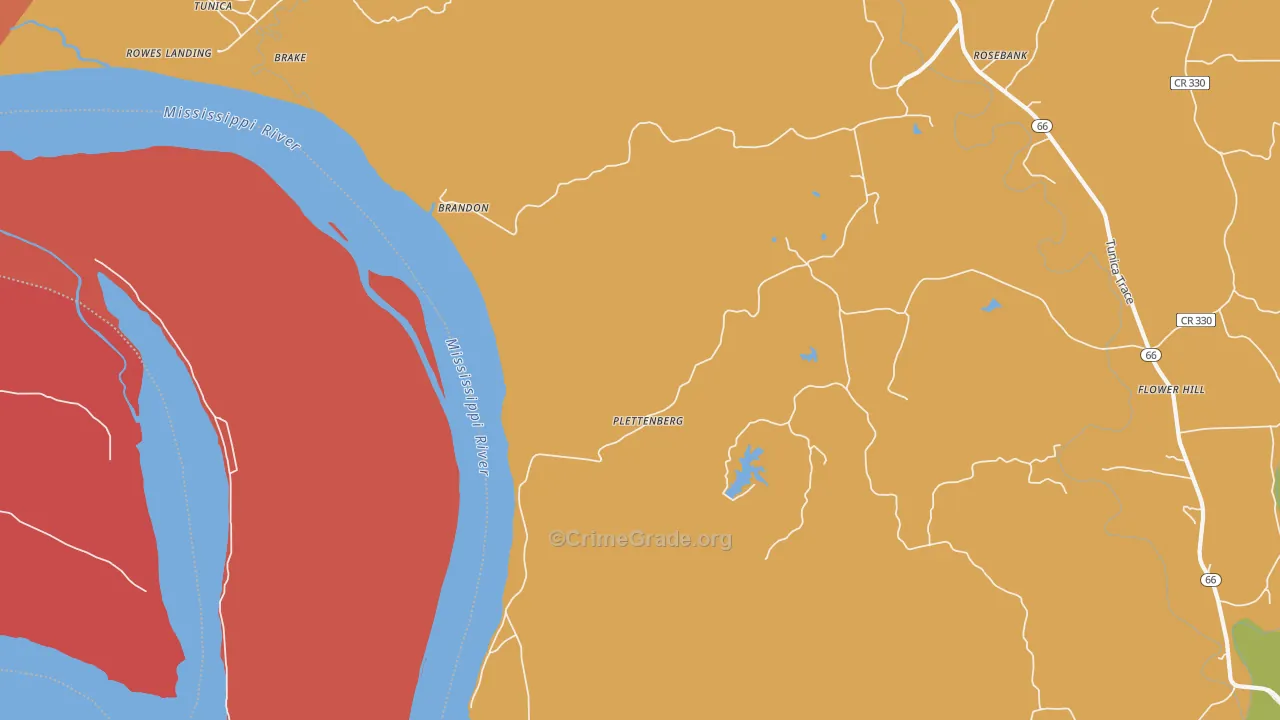 Plettenberg, LA Map of Burglary Rates