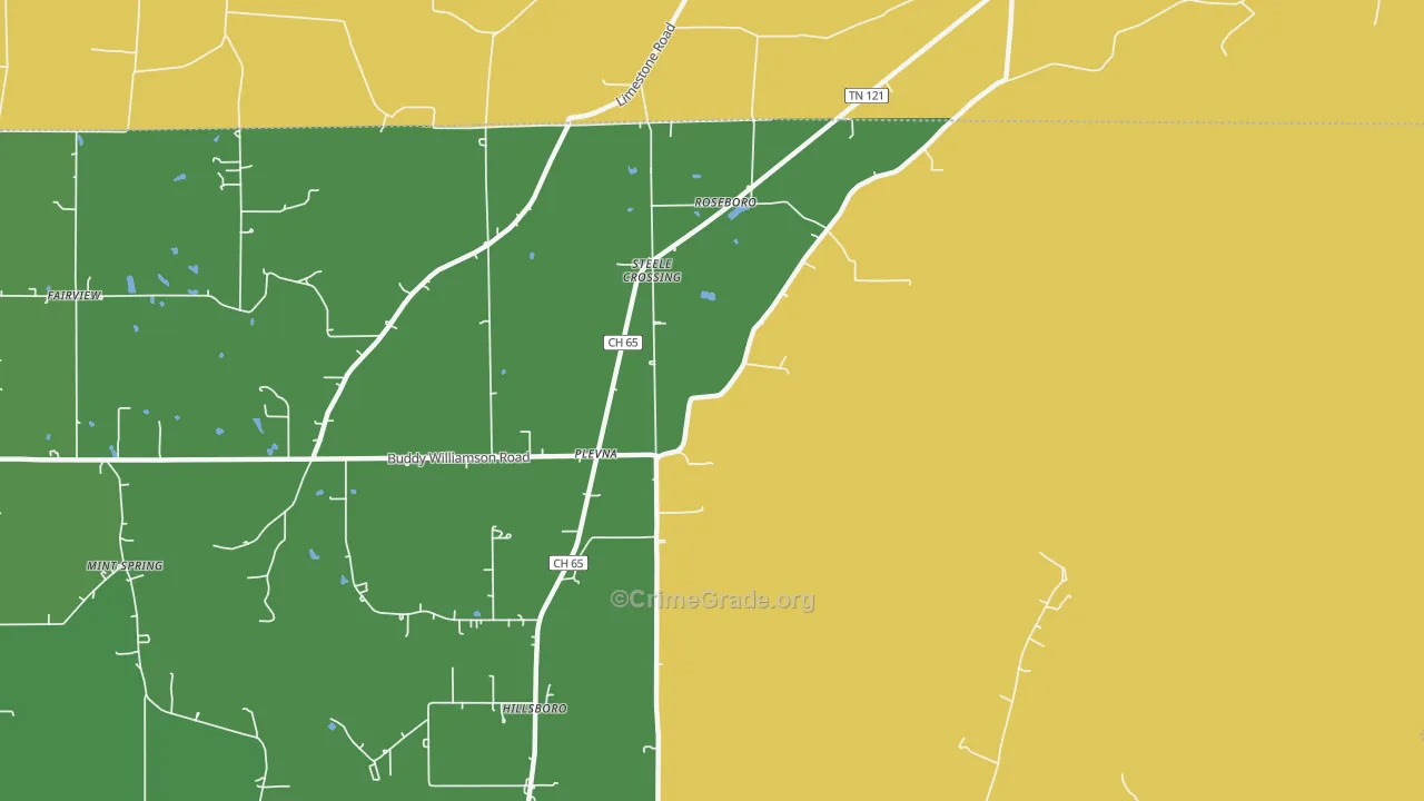 Plevna, AL Map of Burglary Rates