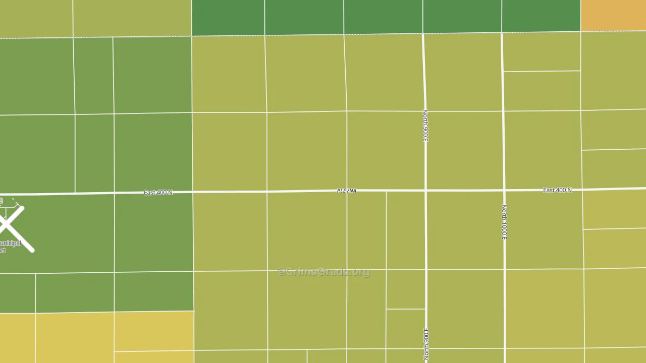 Plevna, IN Map of Burglary Rates