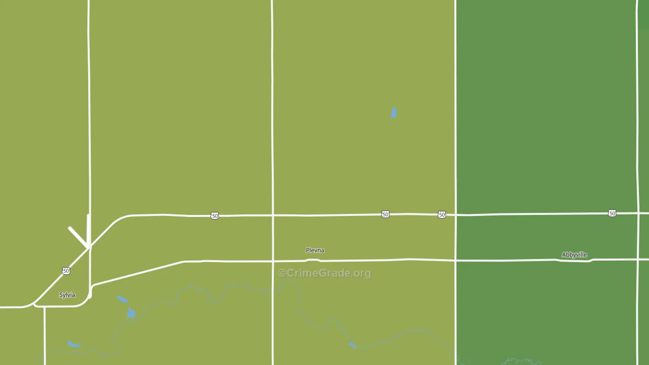 Plevna, KS Map of Burglary Rates