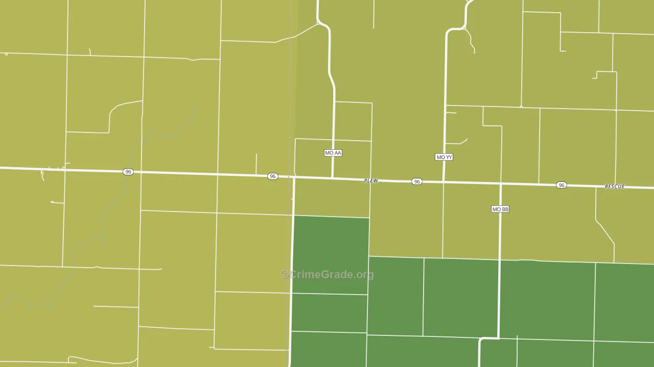 Plew, MO Map of Burglary Rates