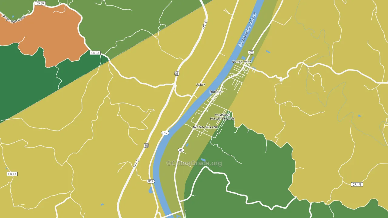 Pliny, WV Map of Burglary Rates