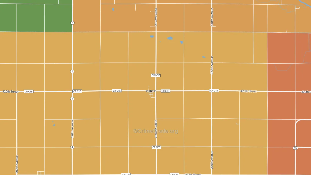 Plover, IA Map of Burglary Rates